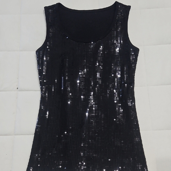 Tops - Black Sequin Sleeveless Top